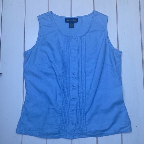 Linen/Cotton Blend Button Down Tank Top - Picture 5 of 11